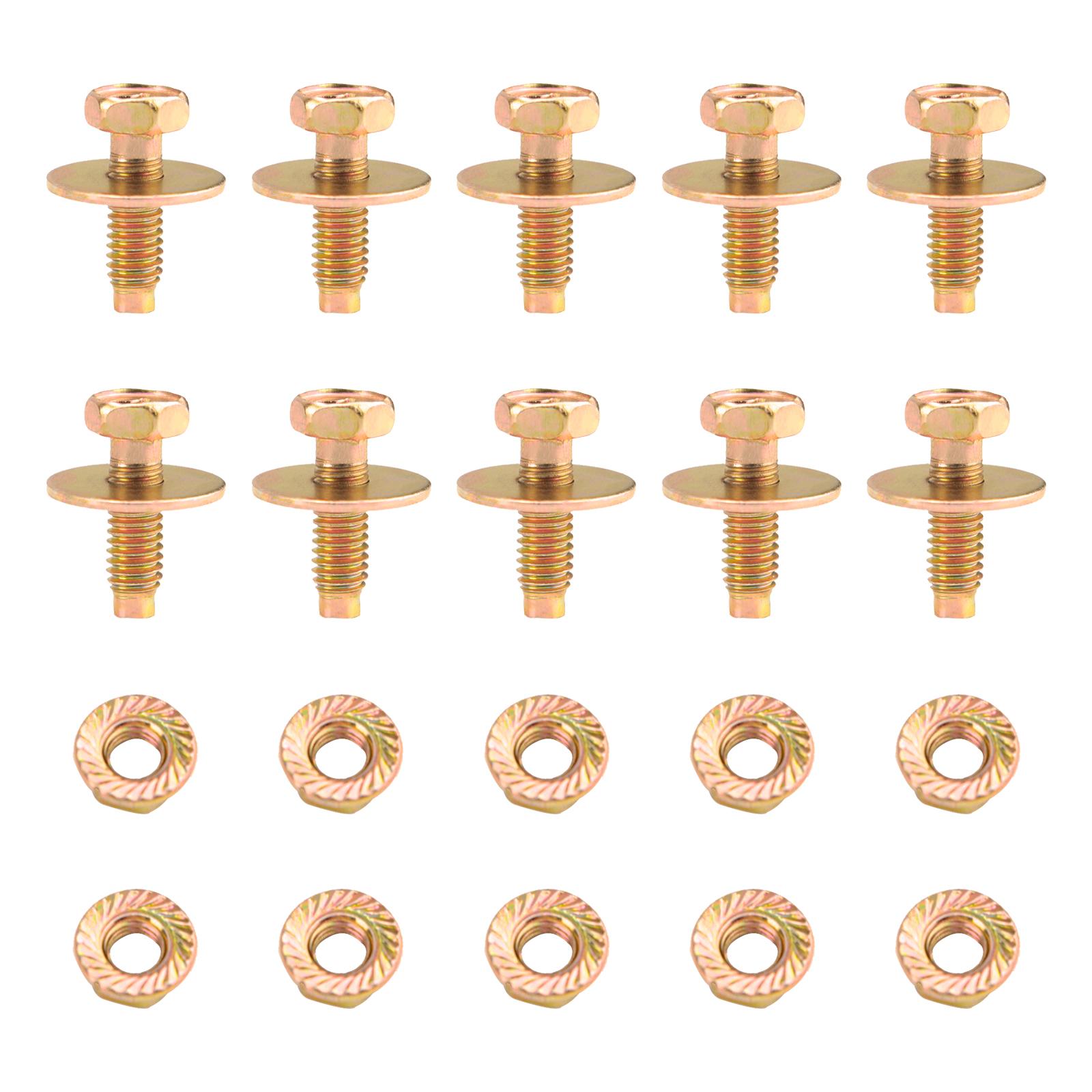 

10 комплектов болтов, винтов с зубчатыми фланцевыми стопорными гайками и шайбами M6x15 мм для крышки двигателя, брызговика, бампера, фиксатора крыла