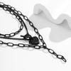 IngeSight.Z Gothic Multi Layer Heart Ball Pendant Necklace For Women Punk Black Sspray Paint Metal Chain OT Buckle Choker Neck