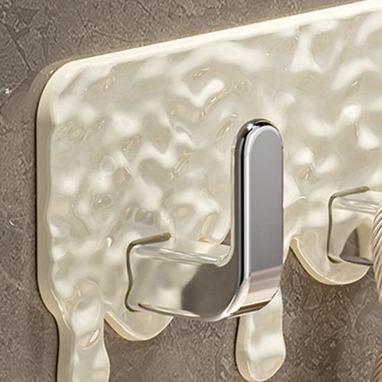 Bathroom Hanger Wall Mounted Towel Hooks Adhesive Hair Tie Hanger with 3 Hooks for Kitchen Utensils Bedroom Entryway