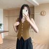 French Temperament V-Neck Single Breasted Sleeveless Slim Knitted Vest For Women