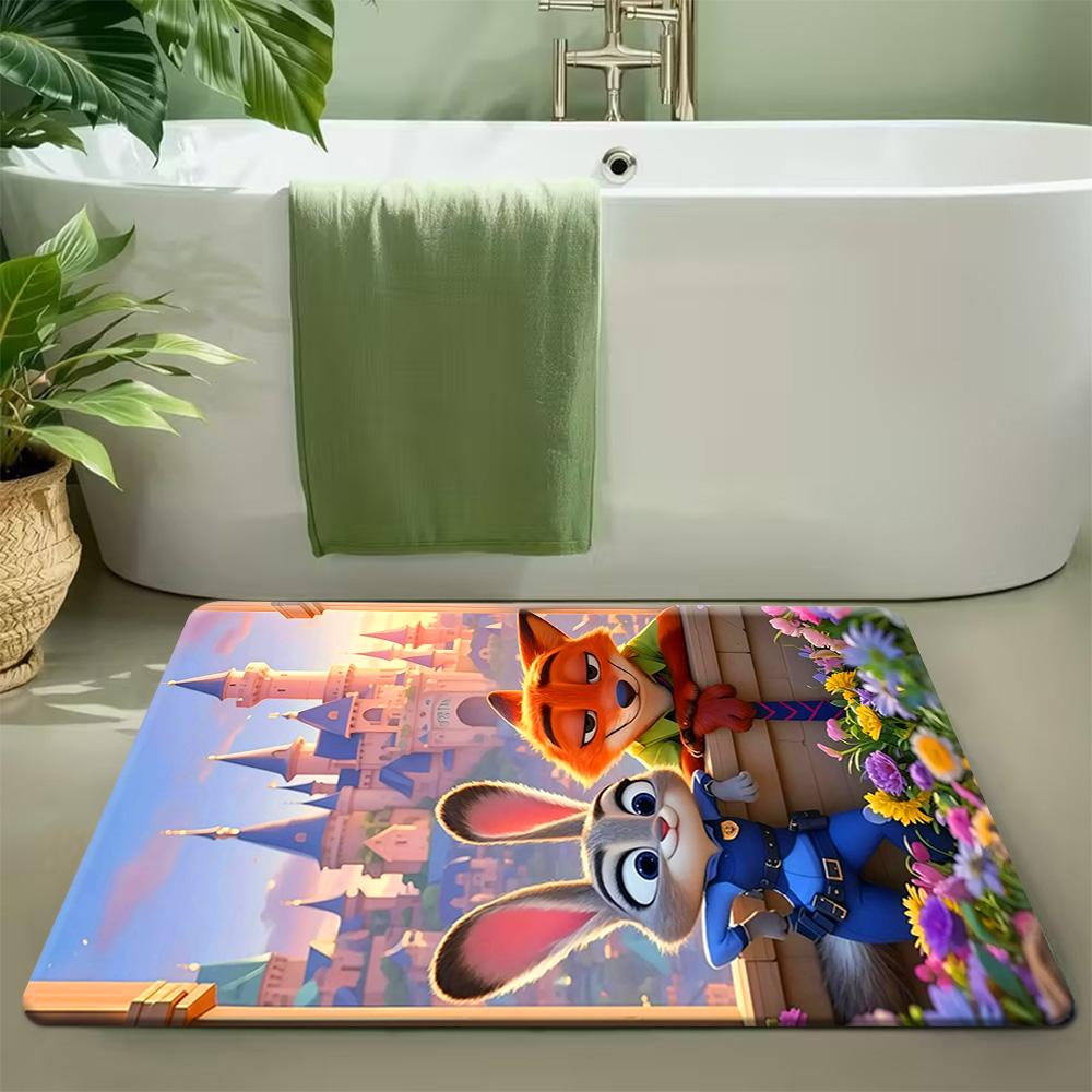 

Authorized 1pc Disney Polyester Area Rugs Featuring Mickey & Minnie, Anime-Style Carpet That Is Non-Slip And Machine Washable, 40x60cm