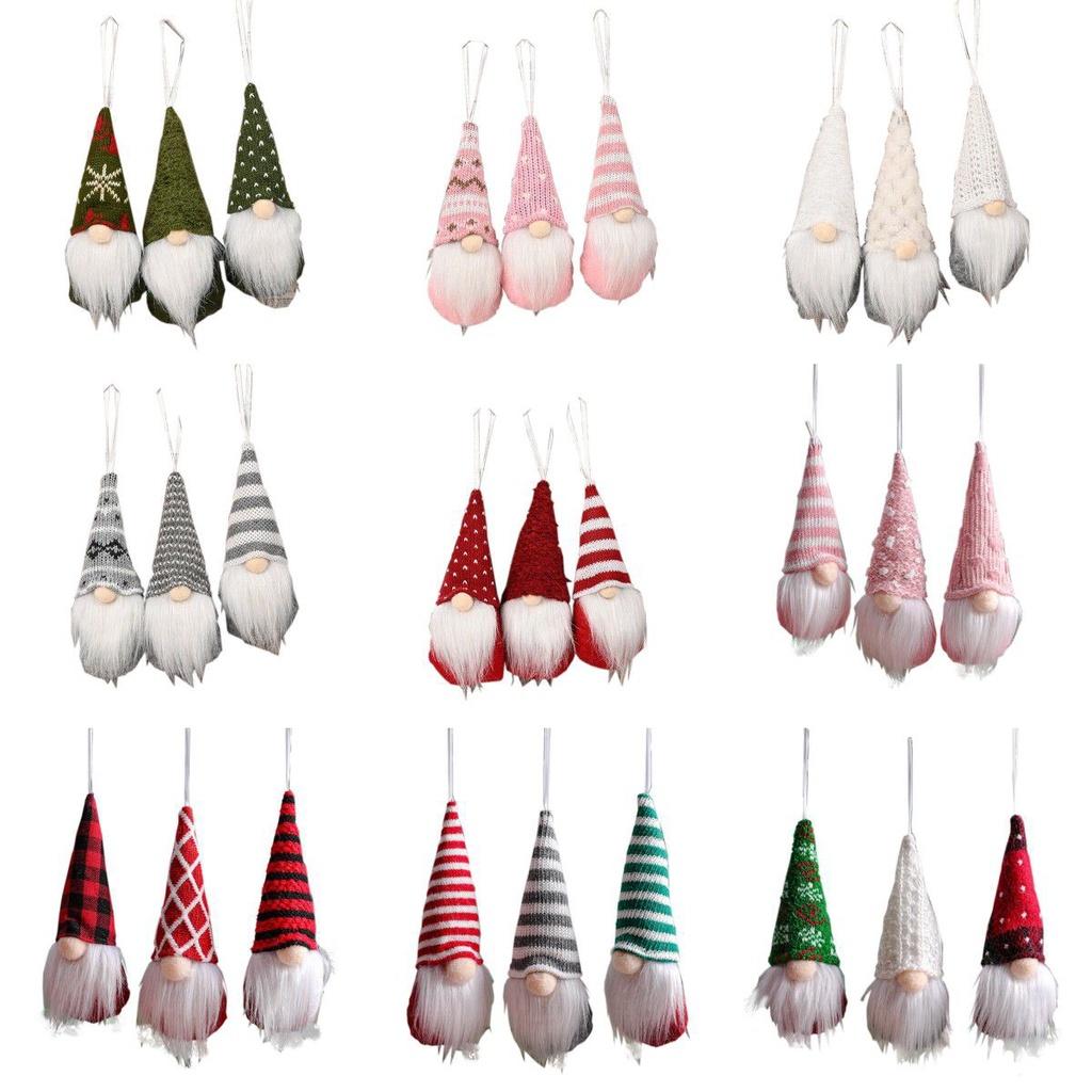 Tree 3x Christmas Hanging Gnome Plush Gonk Santa Doll Pendants Decoration Xmas