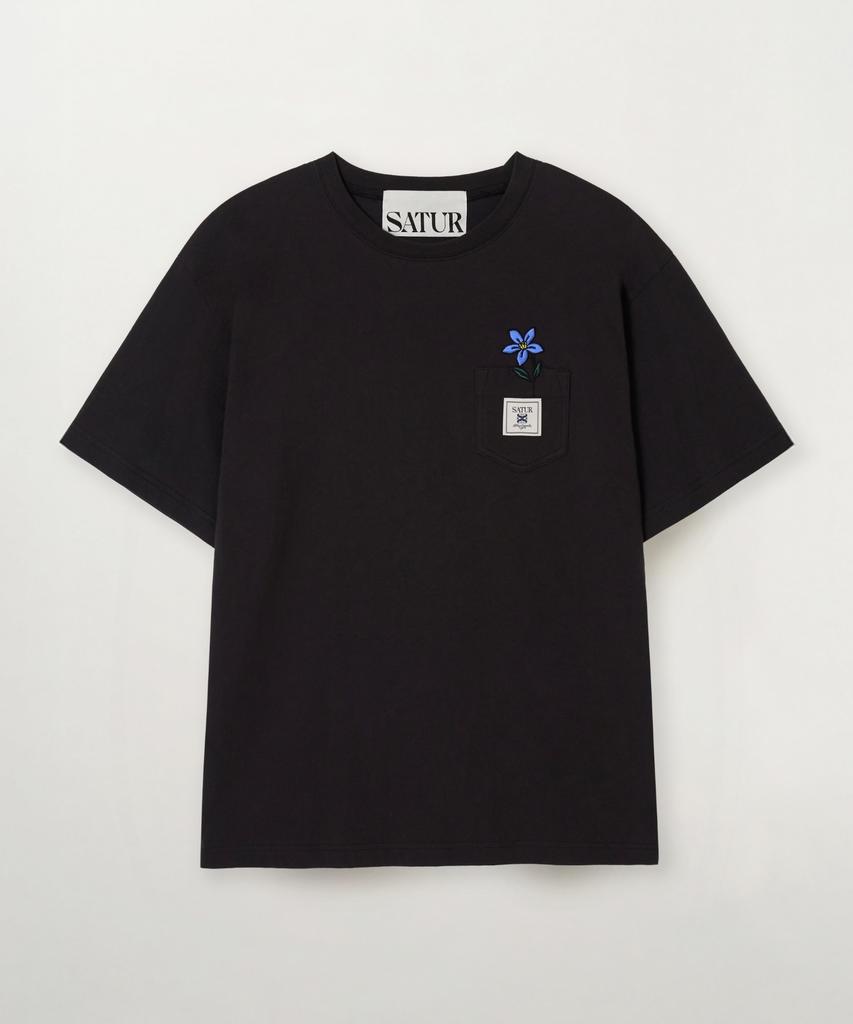 Seteo Flower Pocket Short Sleeve T-Shirt Black