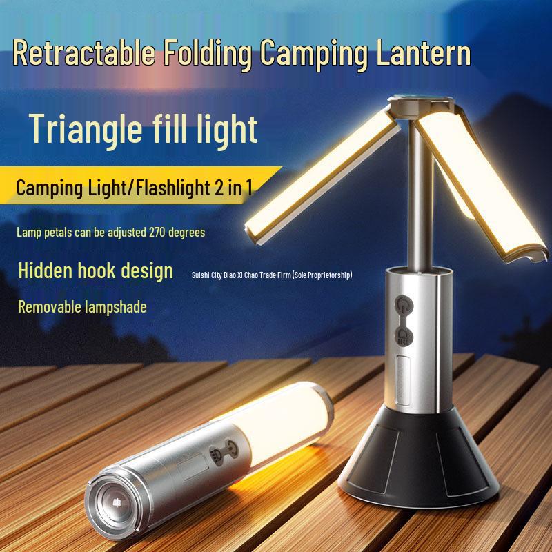 Tri-Fold Outdoor Camping Lantern with Ultra-Long Battery Life and Multi-Functional Lighting