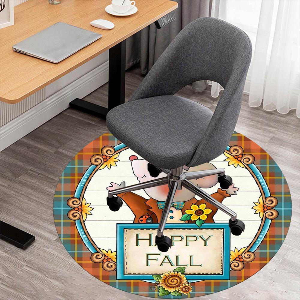 

1pc Mouse Happy Fall Round Chair mat office Area Rug - Non-Slip, Floor Mat for Office, Bedroom, Ideal home decor gift c0112036 80cm