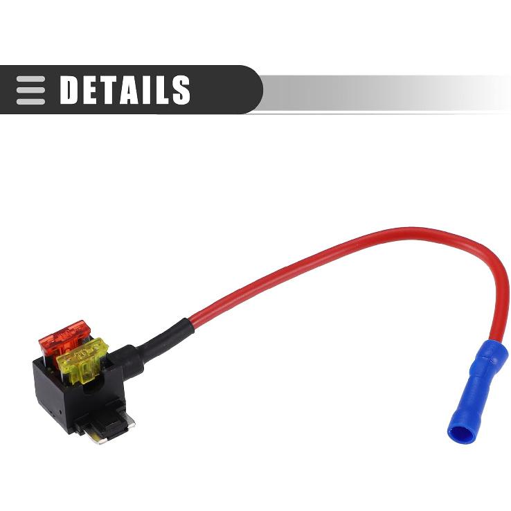 Motoforti Universal Add a Circuit 12V Low Profile Mini Fuse Tap Holder Adapter with 2pcs 10A 20A APS Blade Type Fuse, Plastic, Blue, 1 Set