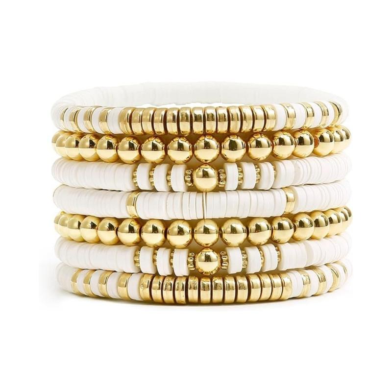 Fashion Colorful Beaded Bracelet Elastic Bracelet Soft Clay Stacking Bracelet Suitable for Casual and Party Wear