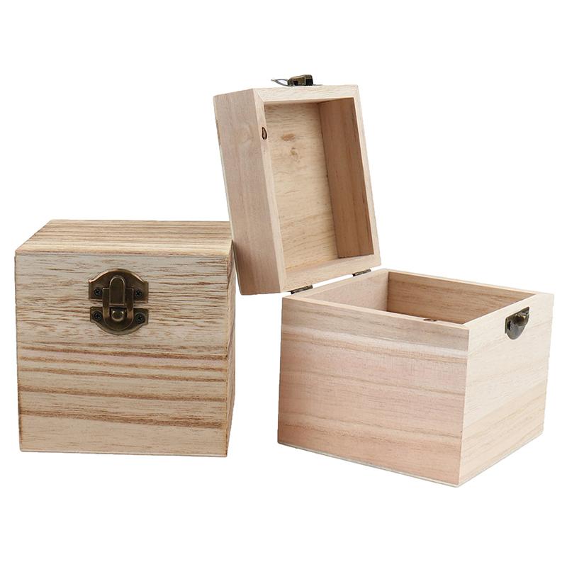Retro Jewelry Box Organizer Box Natural Wood Clamshell Storage Rectangle Case