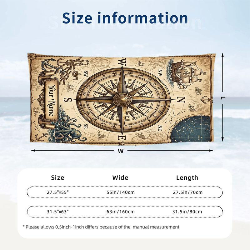 Adventure Journey Theme Beach Towel Personalized Custom Name & Text Soft Quick Dry Beach Towel for Swimming Travel