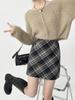 Plus Size Woolen Plaid A-line Midi Skirt - High Waist Bodycon for Autumn/Winter