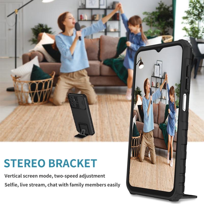 Støtsikker stativ Holder Panser Bakdeksel For Samsung Galaxy A15 A25 A05 A05S Bracket Telefonvesker For Samsung A 15 25 05 05S