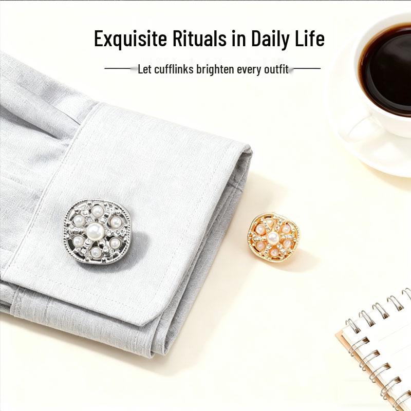 Exclusivas Abotoaduras de Pérola com Cravejamento de Diamantes: Acessórios Elegantes para Botões de Jaqueta e Camisa