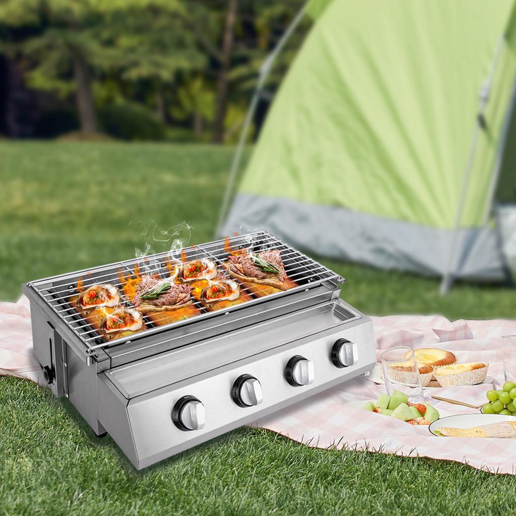 Portable BBQ Propane Gas Stove Grill Stainless Steel Patio Garden Barbecue Grill Small Outdoor Cooking Tools