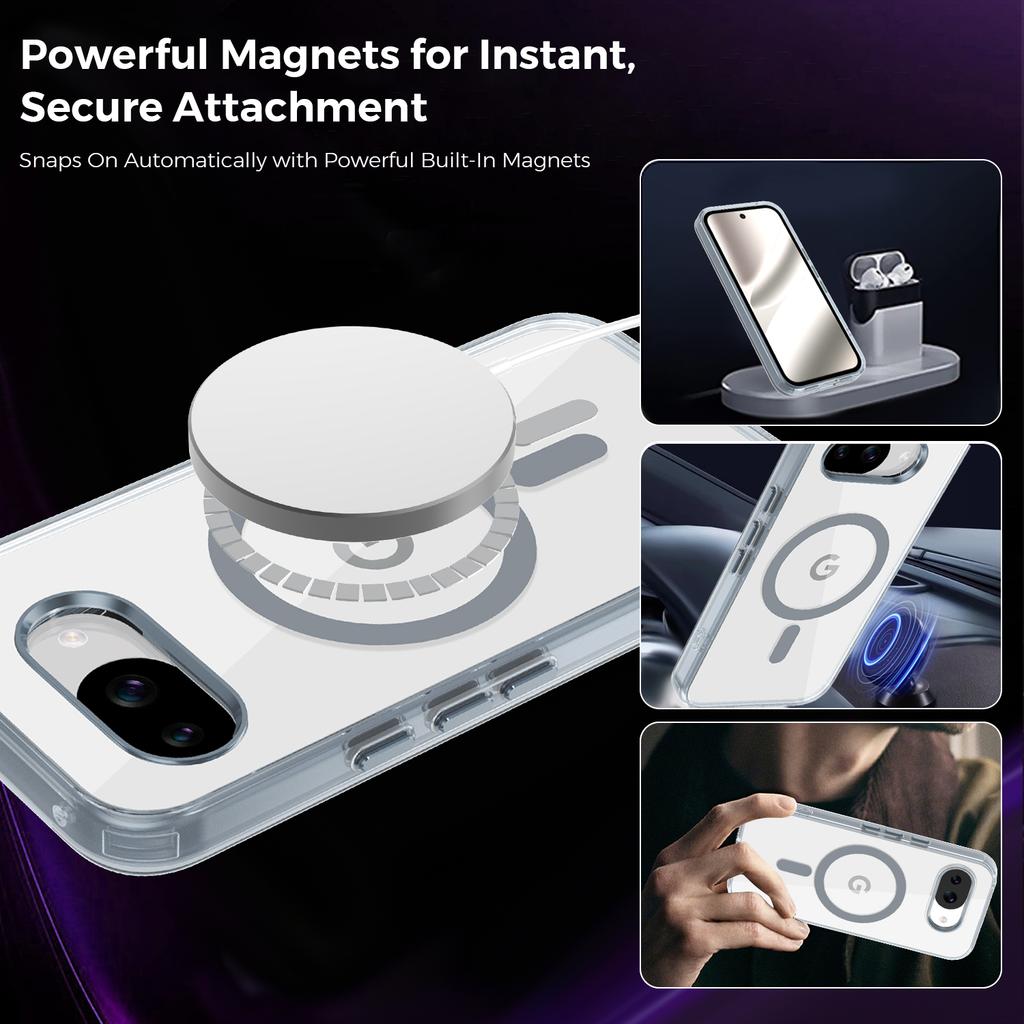 Anti-drop Transparent Magnetic Case For Google Pixel 10 10Pro 10ProXL 10A 9A For Wireless Charging Acrylic Cover