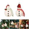 2 Pieces Glass Santa and Snowman Baubles Christmas Tree Hanging Ornament Seasonal Home Decoration for Window Door