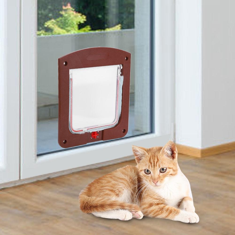 Square PP Controllable Switch Pet Door Dog Cat Flap Door Coffee Color