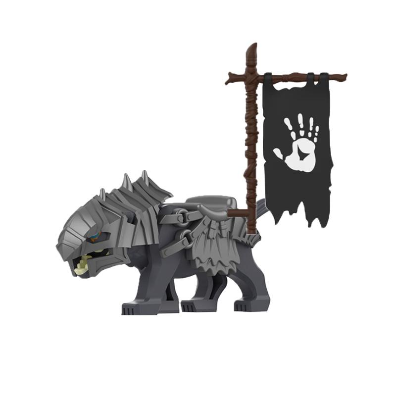 MOC Mediaeval Times Building Blocks Orc Mounts Wolf Flags Army Soldiers Character Accessories Bricks Animal Toys Gifts R064 DIY