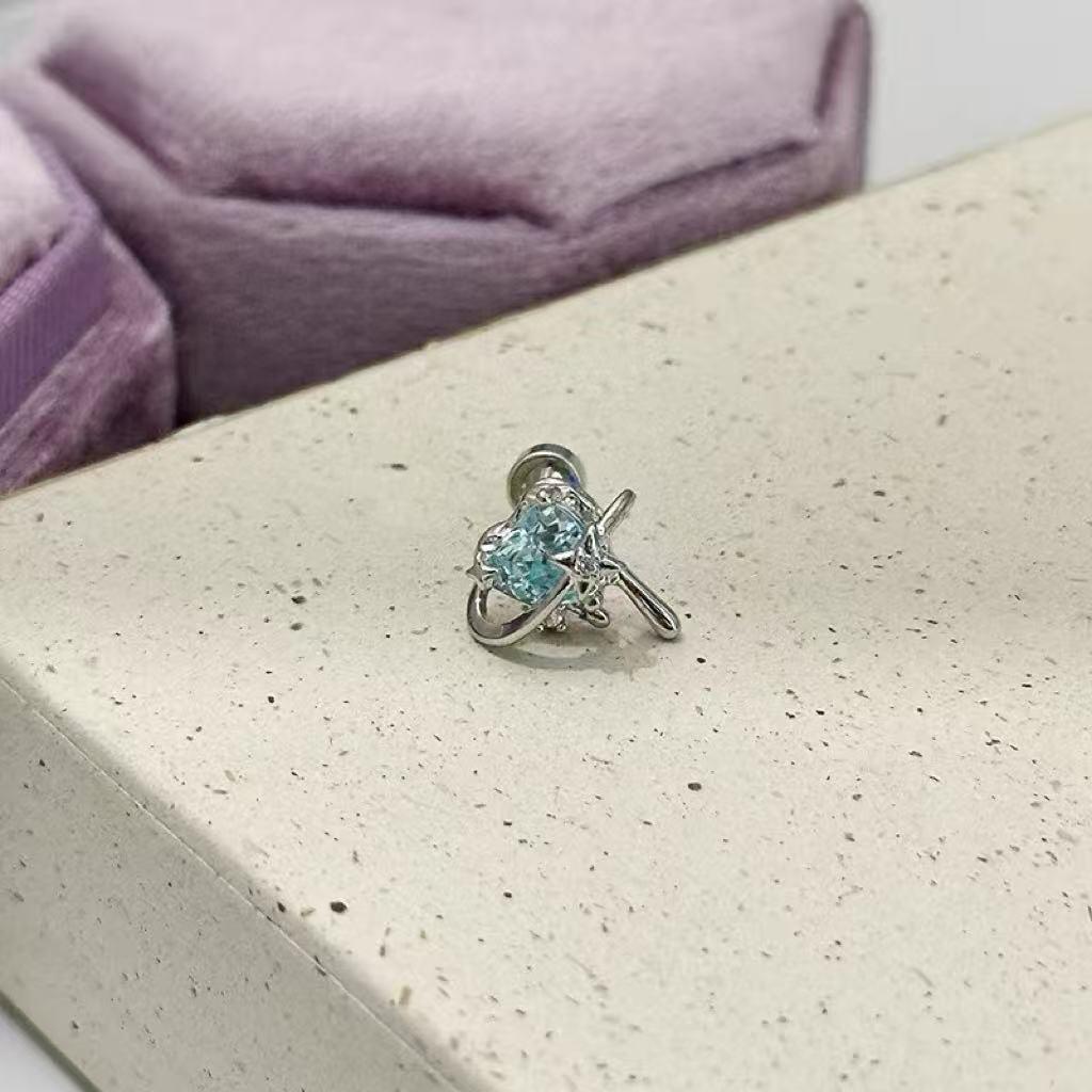 Unique Sparkly Heart & Star Zirconia Ear Cuff and Stud Set for Women