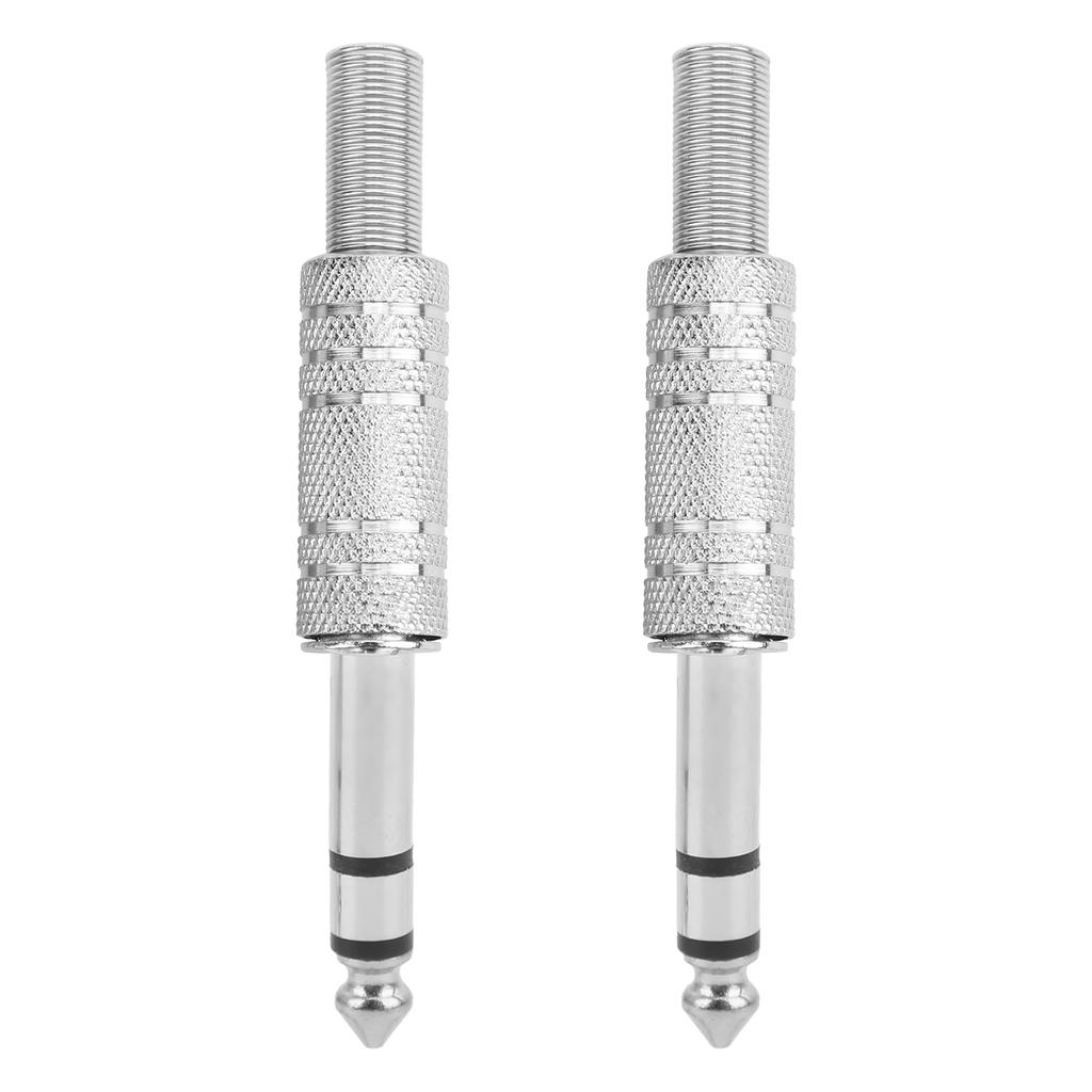 2Pcs Audio Adapter Male Coupler Joiner Guitar Earphone Straight Jack Plug In Connector 6.35mmStereo