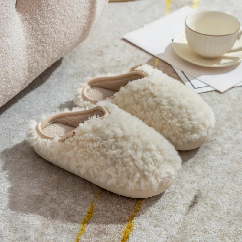 Fashion Women Slippers Winter New Short Plush Indoor Flat Slides Comfort Soft Furry Bedroom Slipper Fluffy Cotton Shoes