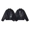 Unisex Oversized Patchwork Hoodless Bomber Jacket Cotton-Lined Casual Streetwear Outerwear Fall