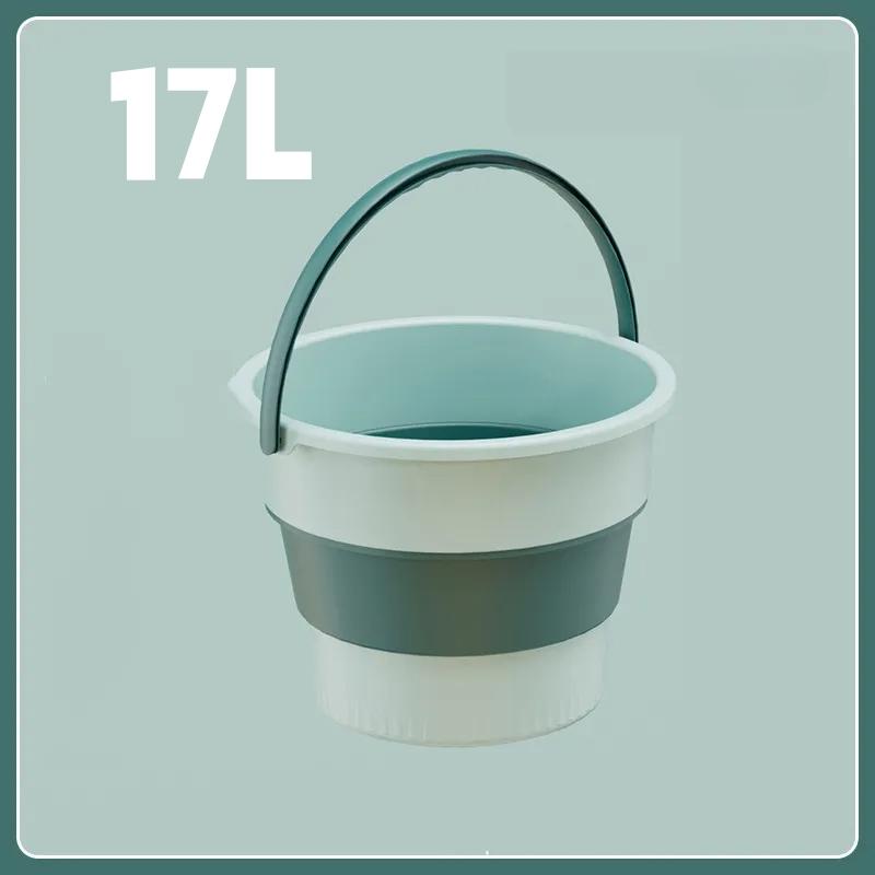 5/10L Folding Portable Bucket with Cover Car Wash Fishing Bathroom Tool Silicone Bucket Outdoor Camping Household Supplies
