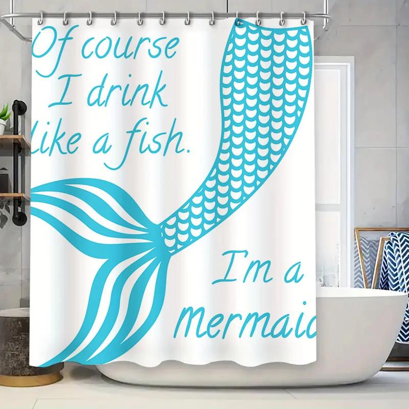 Whimsical Mermaid Tail Shower Curtain Bold Blue Scales Print, Perfect For Bathroom Decor Gifts (Blue) W60H190(CM)-1 Pcs