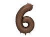 Foil Balloon Number "6" - 86 Cm, Mocca, Brown, Satin