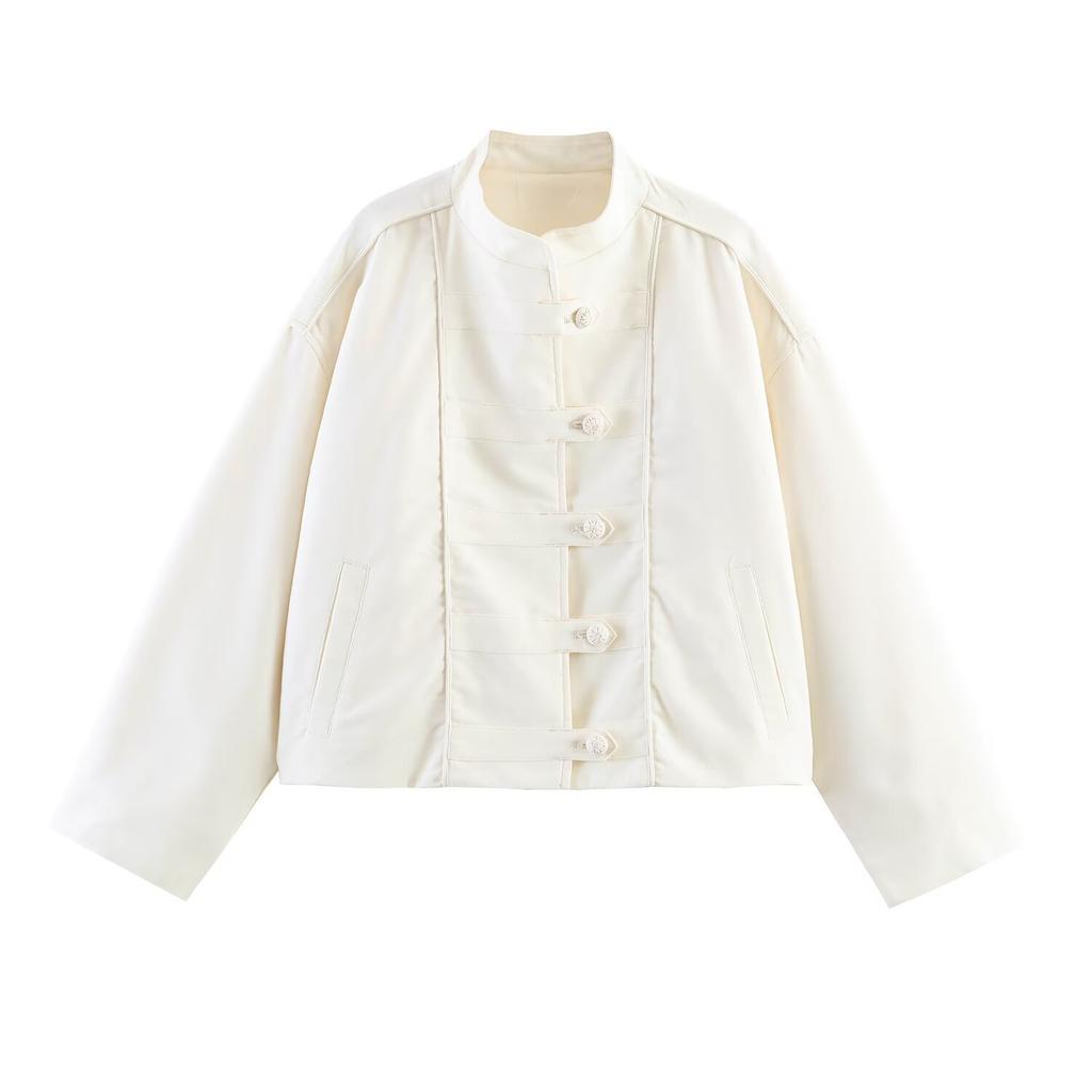2026 Summer New European and American Cross-border Women's Clothing Street Fashion Linen Knot Button Jacket W021 83066