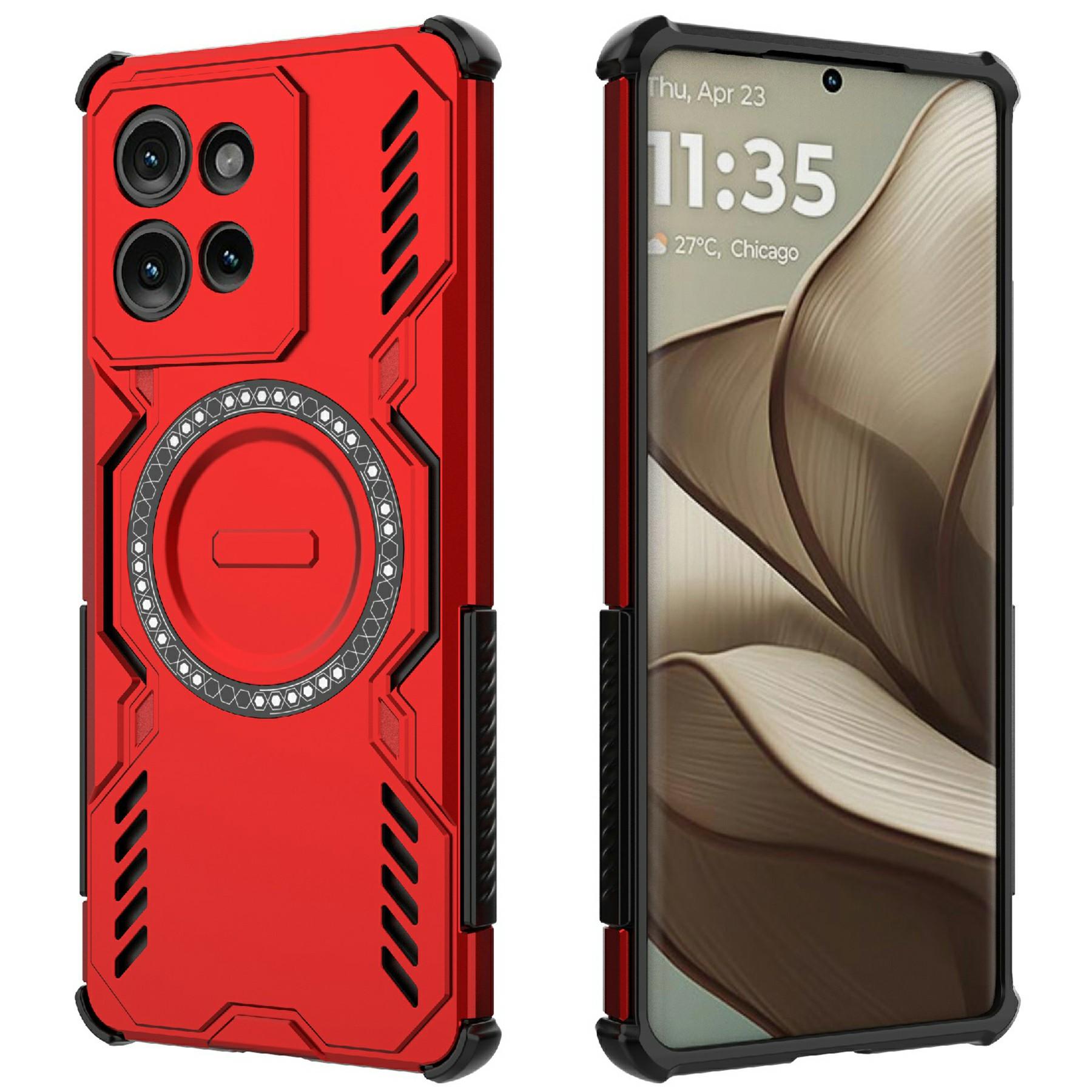 

Для Motorola Edge 50 5G Магнитный чехол Butterfly Armor Полый Теплоотвод PC+TPU Чехол для телефона Red