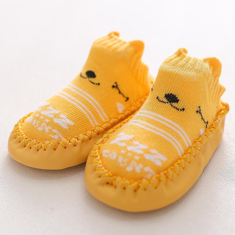 Fox Style Non-Slip Leather-Soled Toddler Floor Socks - Soft Baby Cartoon Shoe Socks