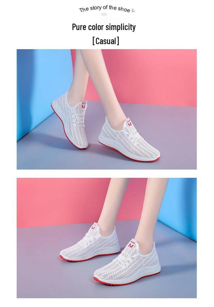 Old Beijing Women's Flat Soft Sole Casual Mesh Dance Sneakers