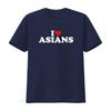 I Love Asians Heart T Shirt Vintage Washed Stretched Homme Slightly Comfortable Unisex Stylish Breathable Designer Clothes