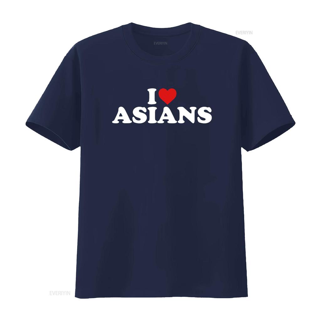 I Love Asians Heart T Shirt Vintage Washed Stretched Homme Slightly Comfortable Unisex Stylish Breathable Designer Clothes