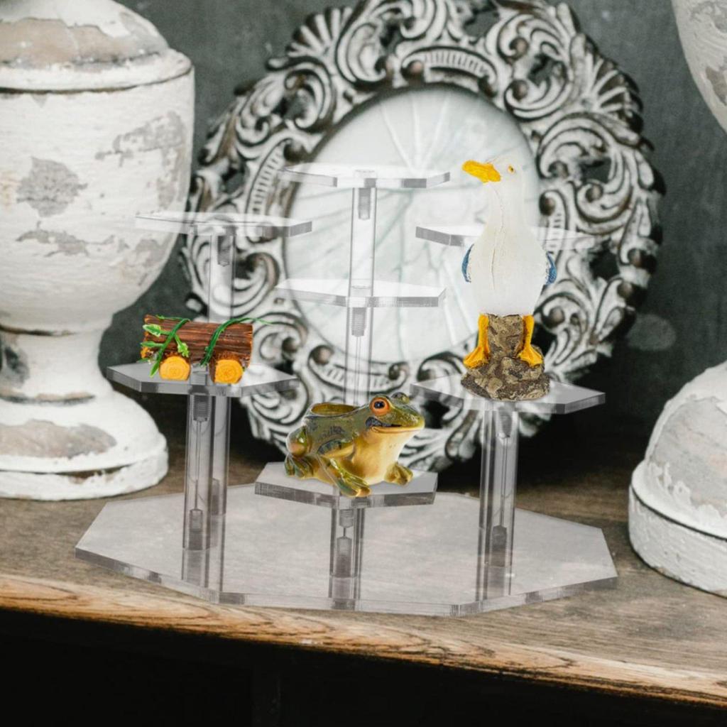 Hexagon Stepped Display Stand Sturdy Acrylic Pedestal