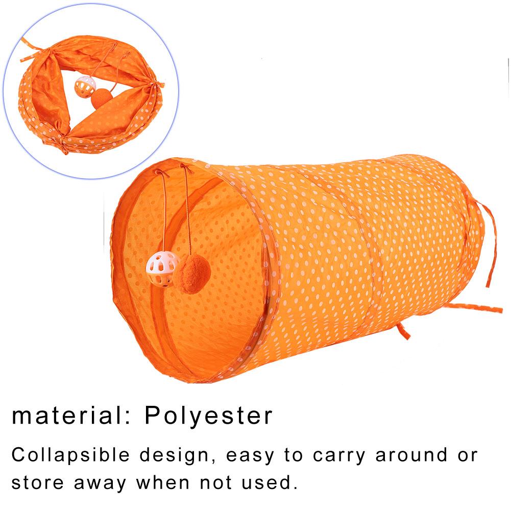 Foldable Cat Dot Tent Long Tunnel Bed Toy Interactive Playing Toys Hide Tunnel (Orange)