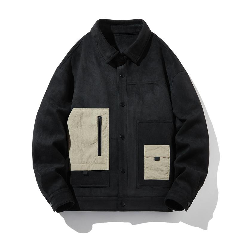 Spring and Autumn Men's New Korean Tooling Color Matching Trendy Jacket Boys Simple Trendy Casual Jacket Women