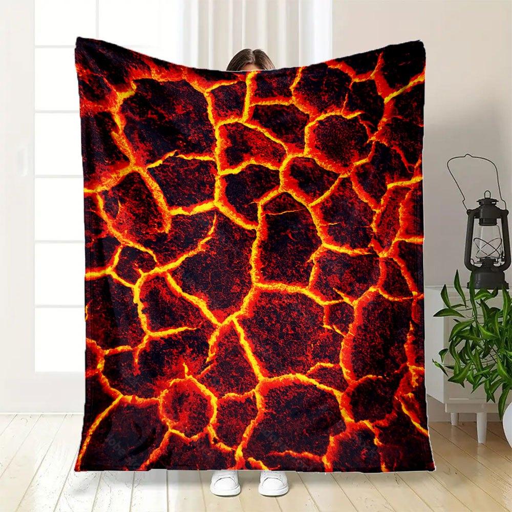 Lava Texture Print Fabric for DIY ProjectsBlanket Flannel Throw Blanket for Sofa, Bed, Travel, Camping, Office, Couch, Chair, And Bed Gift F