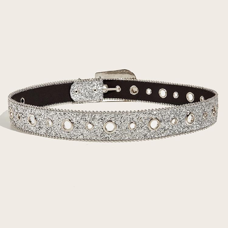 Adult Belt with Rhinestone Buckle Light Luxurious Ladies Locomotive Waistband