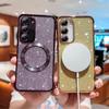 For Samsung Galaxy S23 Case Electroplating Glitter TPU Clear Phone Cover Magnetic Case
