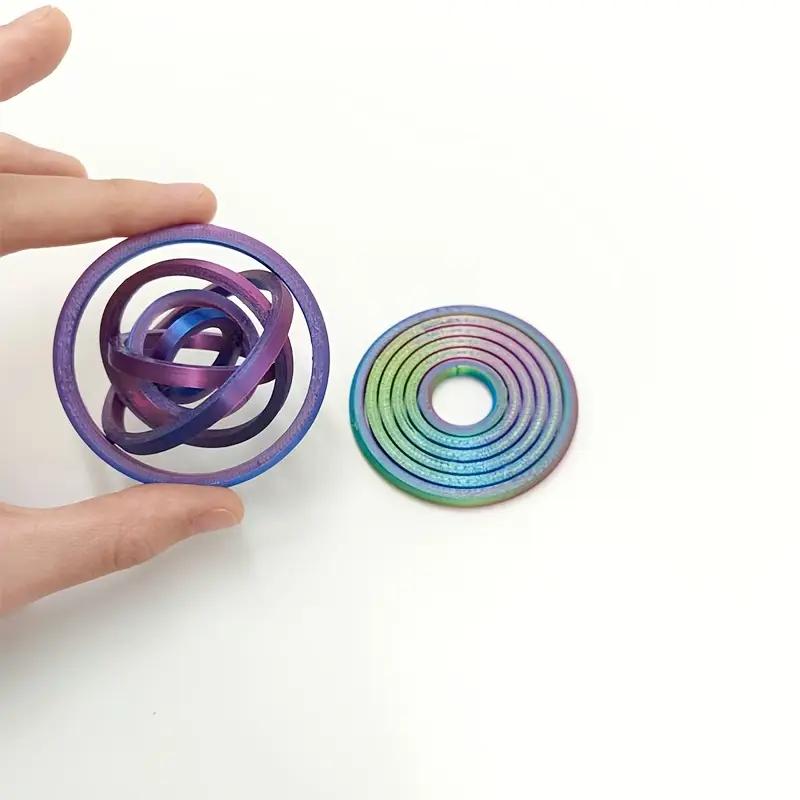 1PCS 3D Printed Decompression Rotating Fingertip Ring Interstellar Decompression Disk Spiral Polygonal Finger Ring Push-push Toy Ornaments