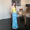 Seaside Spicy Girl Floral Jacquard Bandeau Vest & Bodycon Skirt Set - Summer 2026 Collection