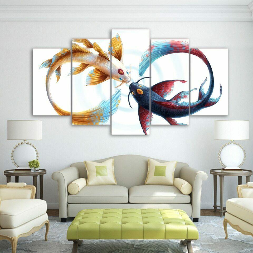 5Pcs Eternal Bond Koi Carp JoJoes Art Pictures Poster HD Print Home Decor Modern Paintings Wall No Framed 5 Panel Abstract
