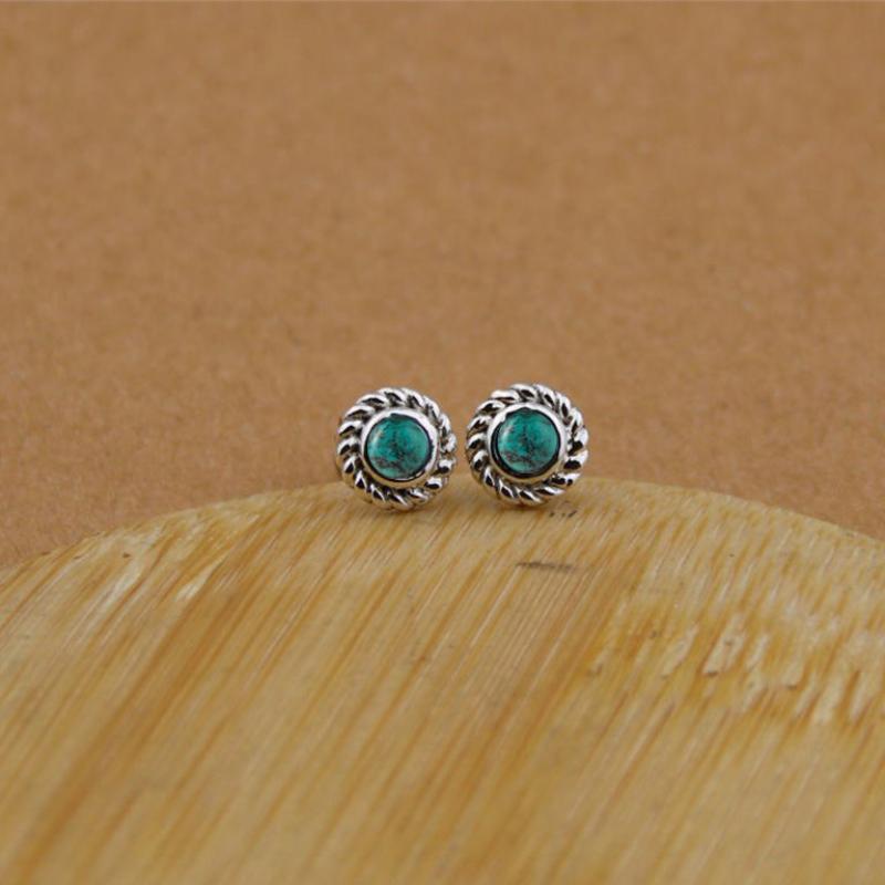 Glänzende Vintage Natürliche Türkis Ohrringe Für Frauen Party Ungewöhnliche Ohrstecker Blume Grün Ohrringe Schmuck