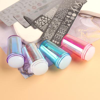 1 Set Practical Single Head Detachable Nail Art Stamper Round Silicone Stamping Transparent Tool for Female