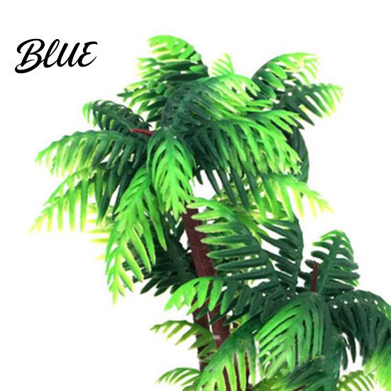 Safe Fish Tank Ornament Aquarium Artificial Plants Miniature Plastic Coconut Trees Aquatic Plants for Betta Shrimp Turtles Tropical Decor