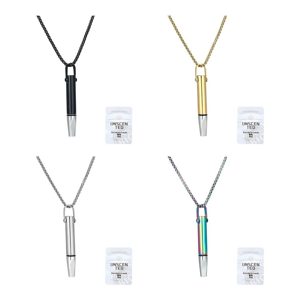 Quitting Smoking Meditation Pendant with Filter Cotton Titanium Steel Pendant Reusable Mindfulness Necklace Stop Smoking Aids
