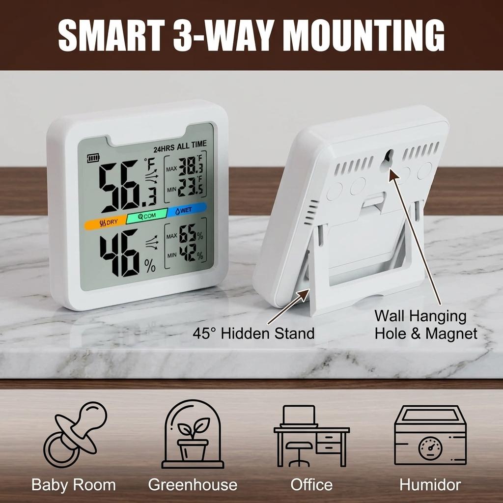 Large Display Hygrometer Innen Digitale Luftfeuchtigkeitsmesser Indoor Thermometer Humidity Monitor  Factory Price B2B