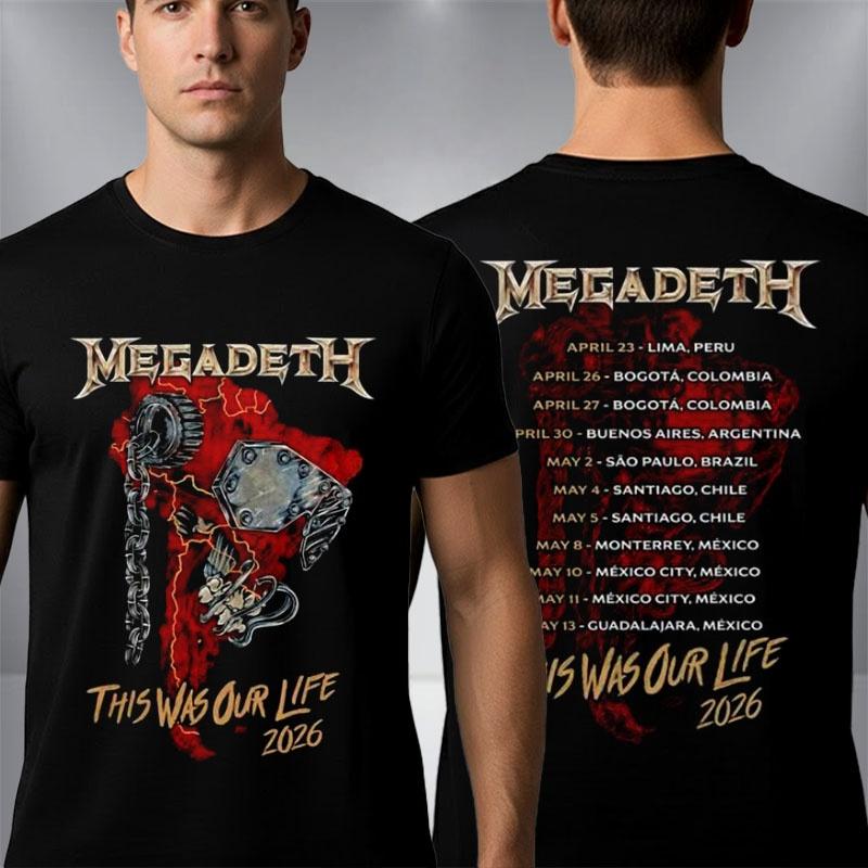 Megadeth This Was Our Life 2026 Tour Tshirt Unisex And Unisex Summer 100 Cotton Shirt Gothic Fashion Short Sleeved Top Streetwear