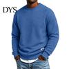 Mens Casual Crewneck Sweatshirt Men Sweatshirt, Soild Color Geometric Texture Ribbed Cuff Hem Loose Fit Pullover Shirt for Office Street Daily